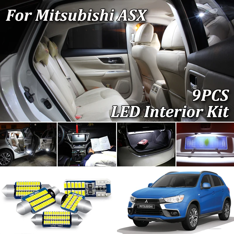 9 шт. белый светодиодный светильник Canbus для салона комплект Mitsubishi ASX внутренний