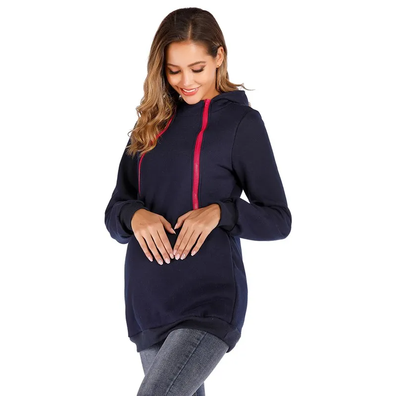 Рубашка для кормления Maternity Multi-function Kangaroo Sweatshirt Hooded Zipper Coat Breastfeeding Clothing Outwear B0069