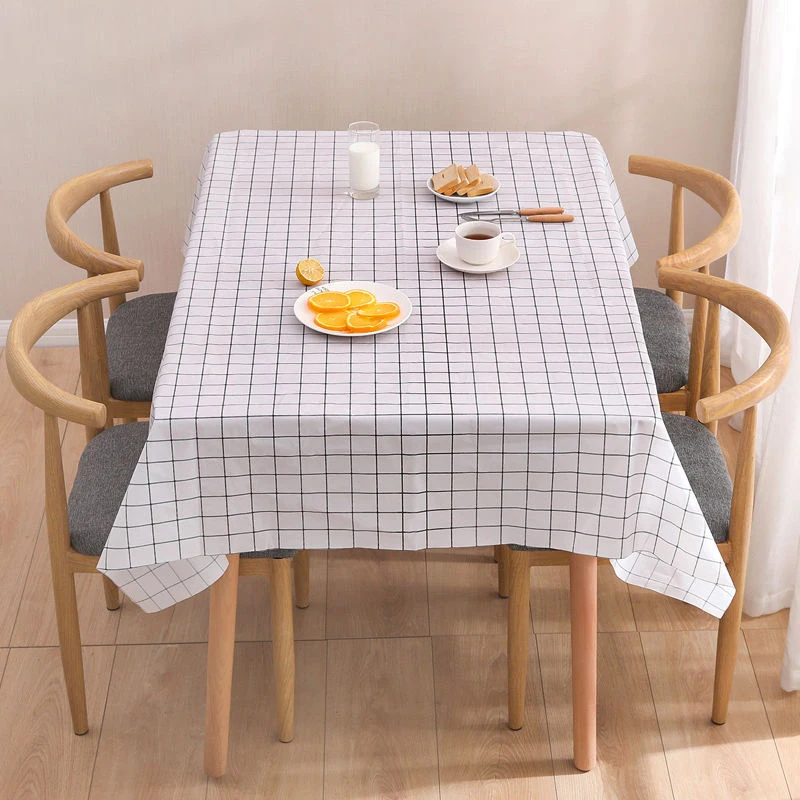 

PVC Tablecloth Waterproof Oilproof Geometric Pattern for Living Room Home Decor Easy Wash Rectangle Table Cloth