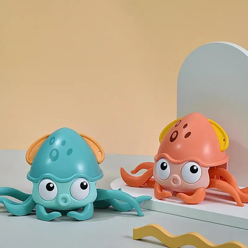 Baby Bath Toy Animal Cute Cartoon Octopus Classic Water/Land Dual-purpose Pull String Crawling Octopus Beach Children's Toy 2021