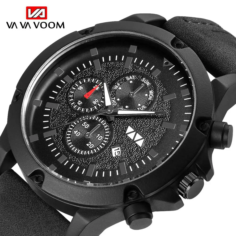 

3D тройные циферблаты мужские часы кварцевые мужские часы водонепроницаемые спортивные бизнес часы для мужчин кожаный ремешок мужские нару...