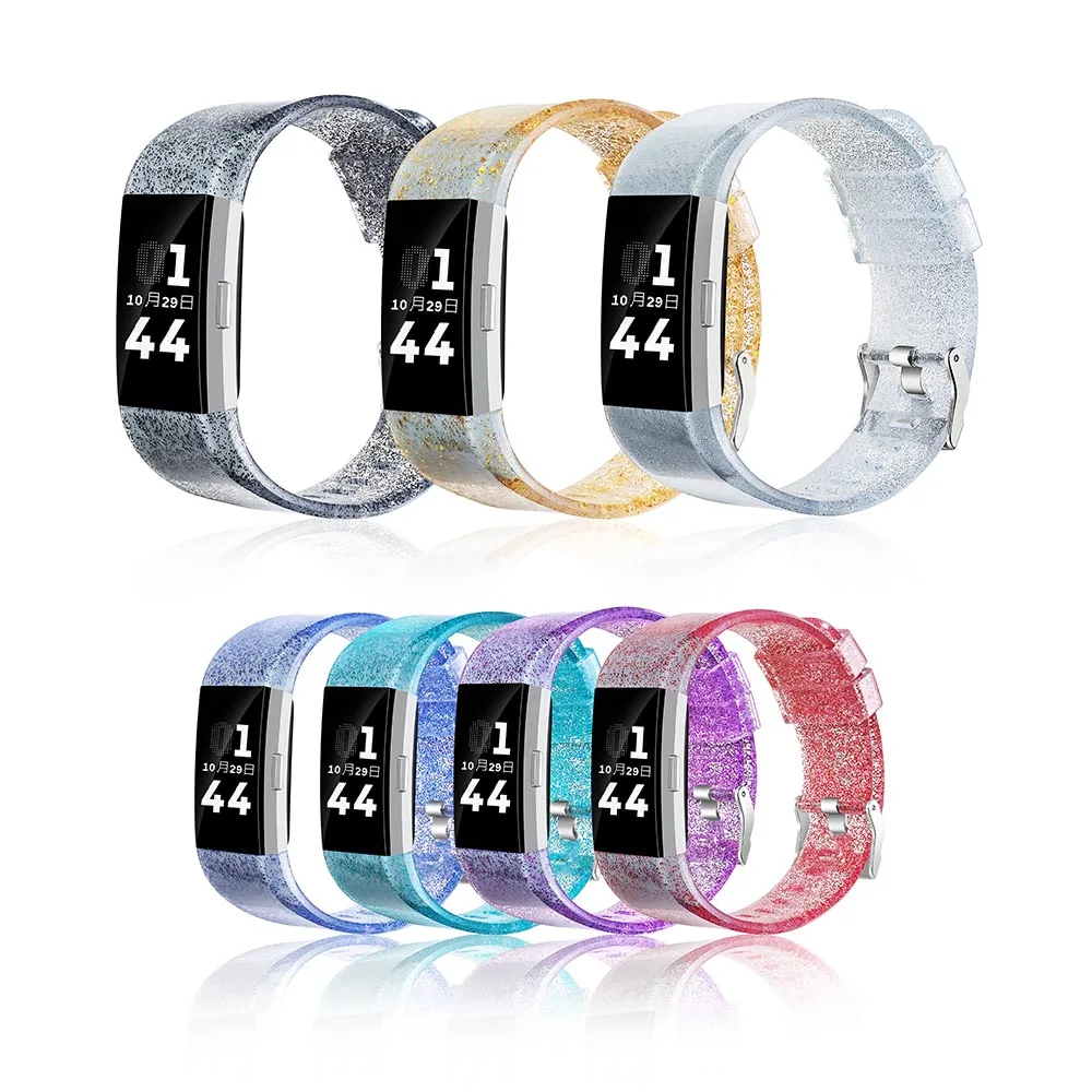 Для браслета Fitbit Charge 2 мягкий прозрачный силиконовый Блестящий сменный