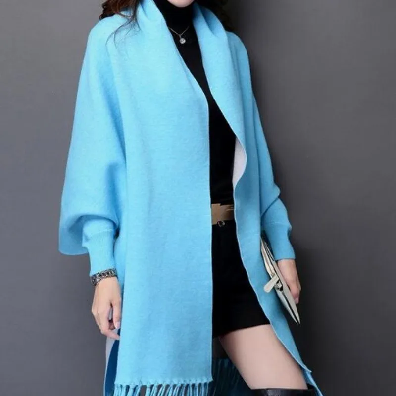 Женский длинный кардиган с рукавом летучая мышь свитера зимний женский осенний