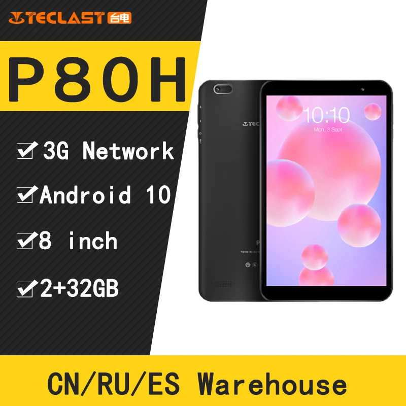 

Teclast P80h Android 10.0 OS 8 inch Tablet SC7731E ARM Cortex-A7 Quad Core 1.3GHz 2GB RAM 32GB ROM Dual Cameras GPS Tablet pc