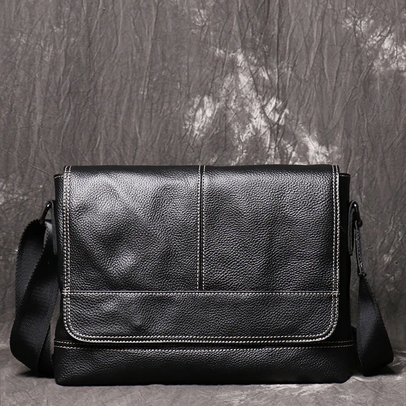 AETOO New men's casual shoulder bag Crazy horse leather messenger bag leather handmade bag simple ipad bag