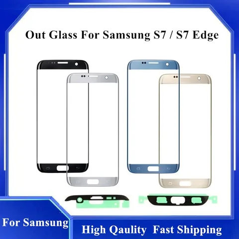 Переднее стекло сенсорного экрана для Samsung Galaxy S7 Edge G935 G935F, ЖК-дисплей, внешнее стекло, замена, Бесплатный клей