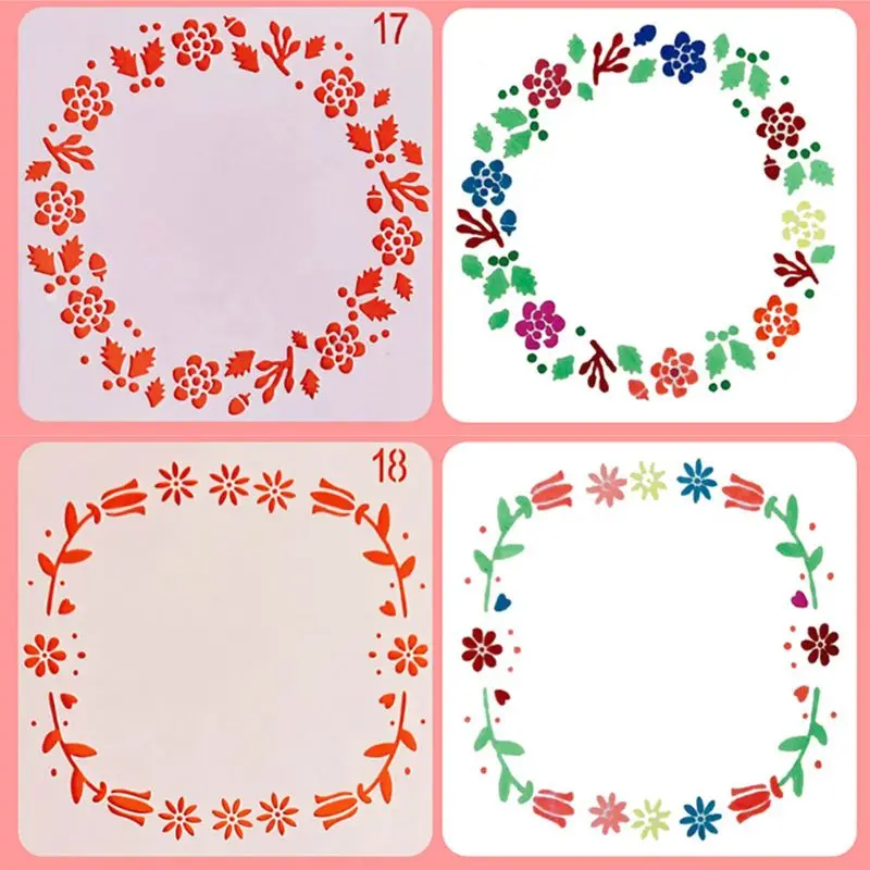 

24pcs/set Flower Wreath Drawing Template Ruler Stencil Painting Board DIY Album