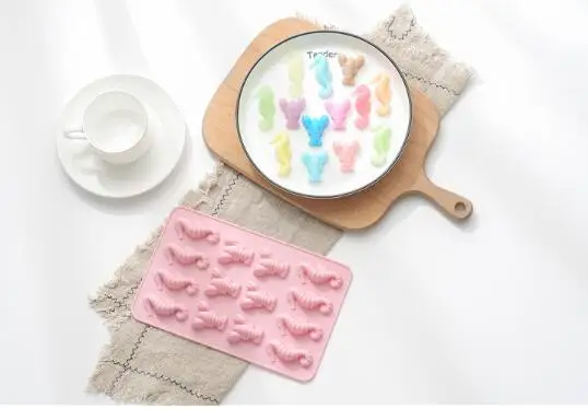 Силиконовая форма для торта 14 с омаром морской конек шоколадная |