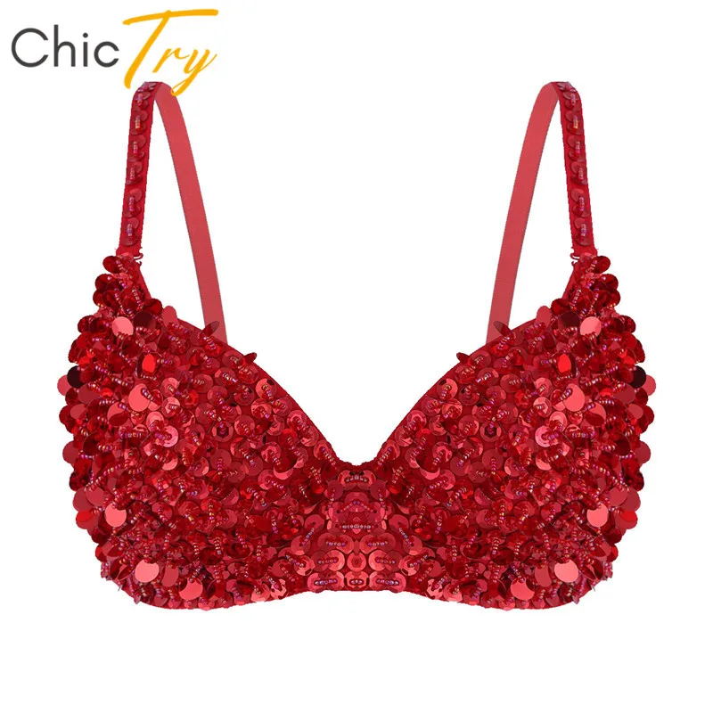 Женский костюм для танца живота с блестками и бисером | Тематическая одежда