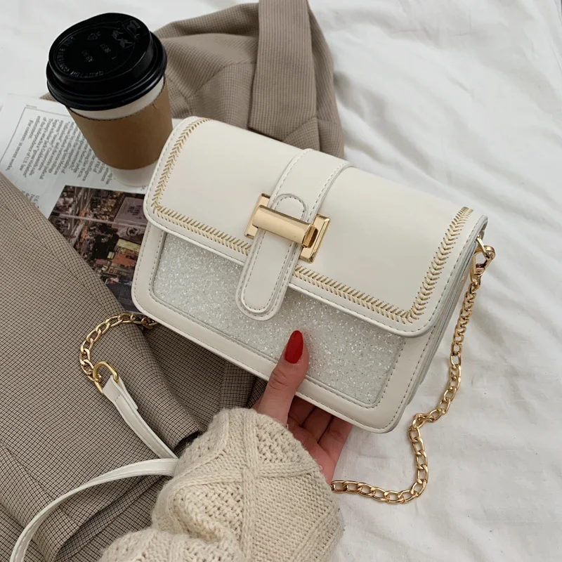 

Womens Handbags Chain Square Messenger Women's Style Shoulder New Fashion Temperament Elegant Small Bag Purses