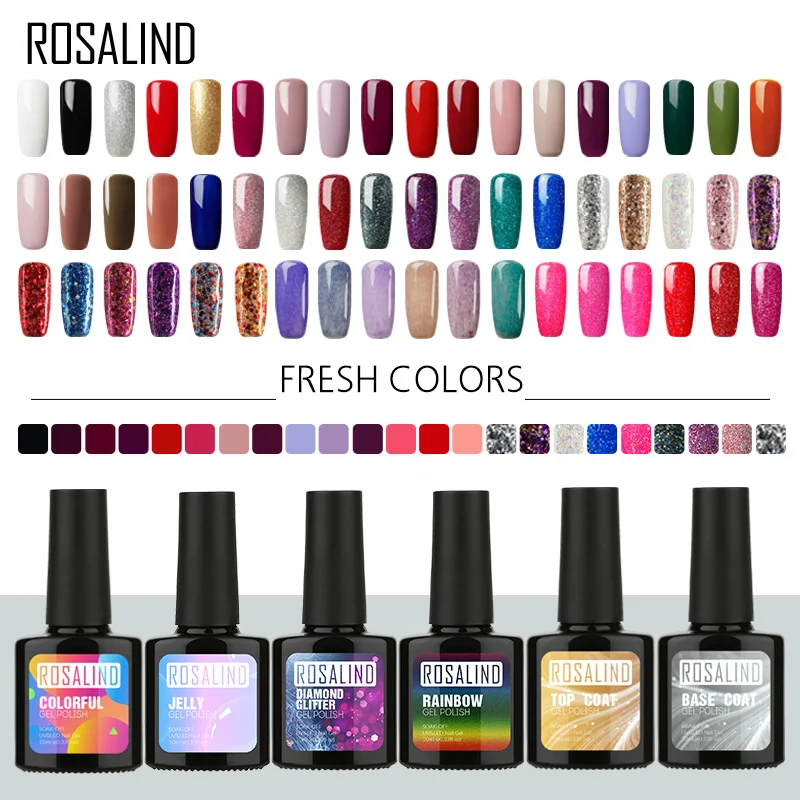 Гель лак для ногтей ROSALIND Полупостоянный УФ отмачиваемый белый маникюра