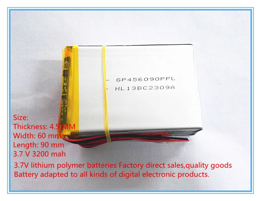 Размер 456090 3 7 в 3200 мА · ч 506090 литий-полимерный аккумулятор с защитной платой для