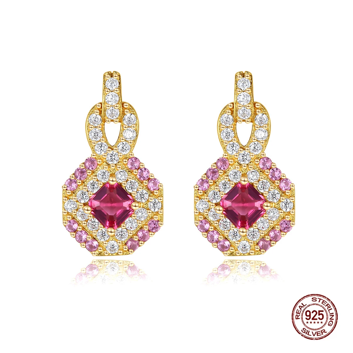 

Серьги-гвоздики из серебра 925 пробы с искусственным Рубином