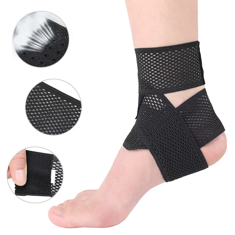 Ankle Support Adjustable Sports Foot Brace Wrap Breathable Nylon Fabric Super Elastic for Fitness Protection | Безопасность и