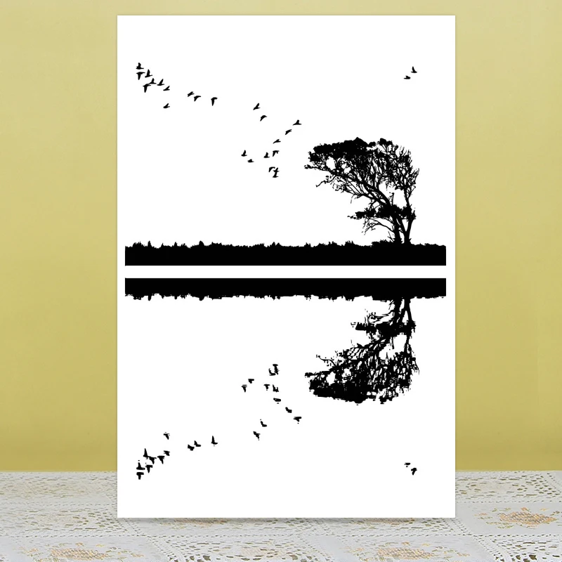AZSG Дерево Птица перевернутое изображение прозрачные штампы/печати для DIY