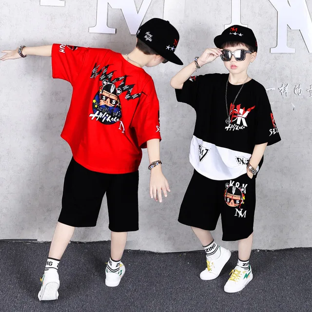 Спортивный костюм для мальчиков-подростков хлопковая футболка и шорты комплект