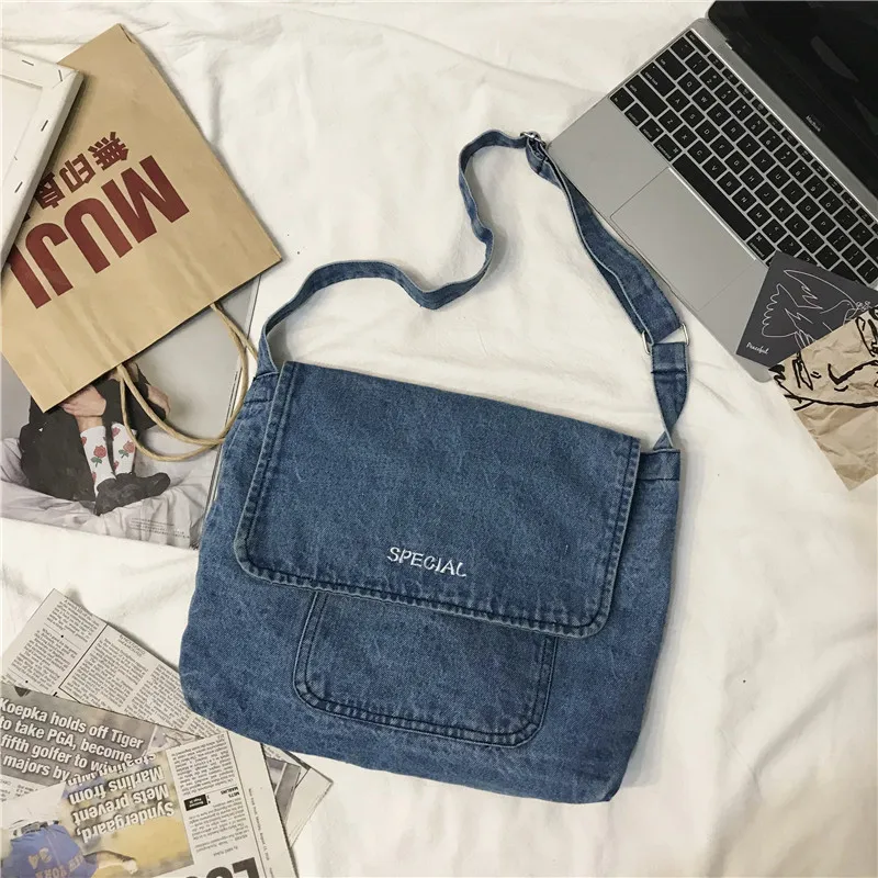 

Large Capacity Japanese Soft Women Shoulder Bag Denim Casual Tote Women's Messenger Bags Shopping Bag