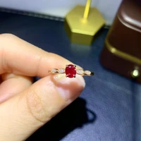 925 pure silver chinese style natural ruby womens popular noble simple oval adjustable gemstone ring fine jewelry support detec