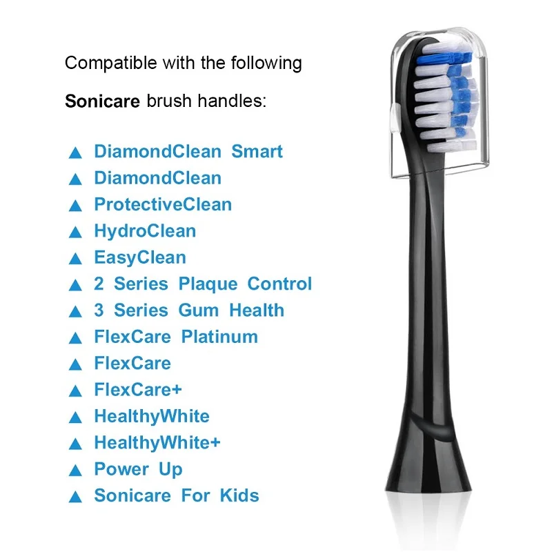 6 шт. черные сменные головки кистей для Phillips Sonicare совместимы с DiamondClean Smart/ProtectiveClean