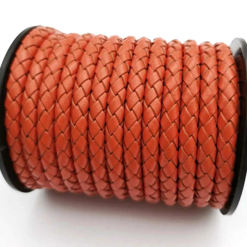 

Aaazee 6mm Braided Leather Bolo Cord Round Strap Orange For Bracele Making