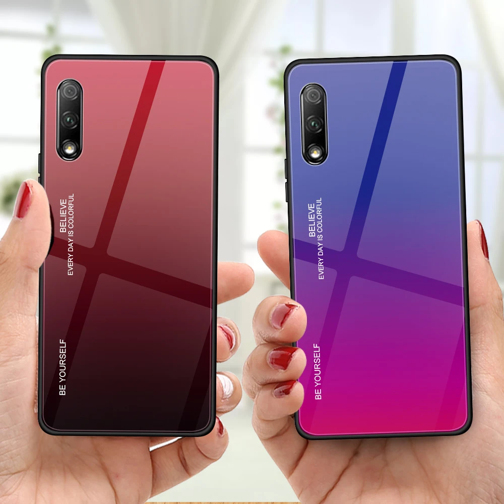 Градиентный стеклянный чехол для Huawei Honor 8X 9X 20 Pro 10 Lite P Smart 2019 Y6 Y7 Prime 2018 протектор из