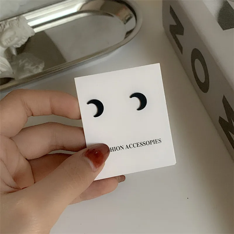 

Minimalist Black Gold Silver Color Painted Small Moon Star Stud Earrings For Women Girls Men Kids Mini Jewelry