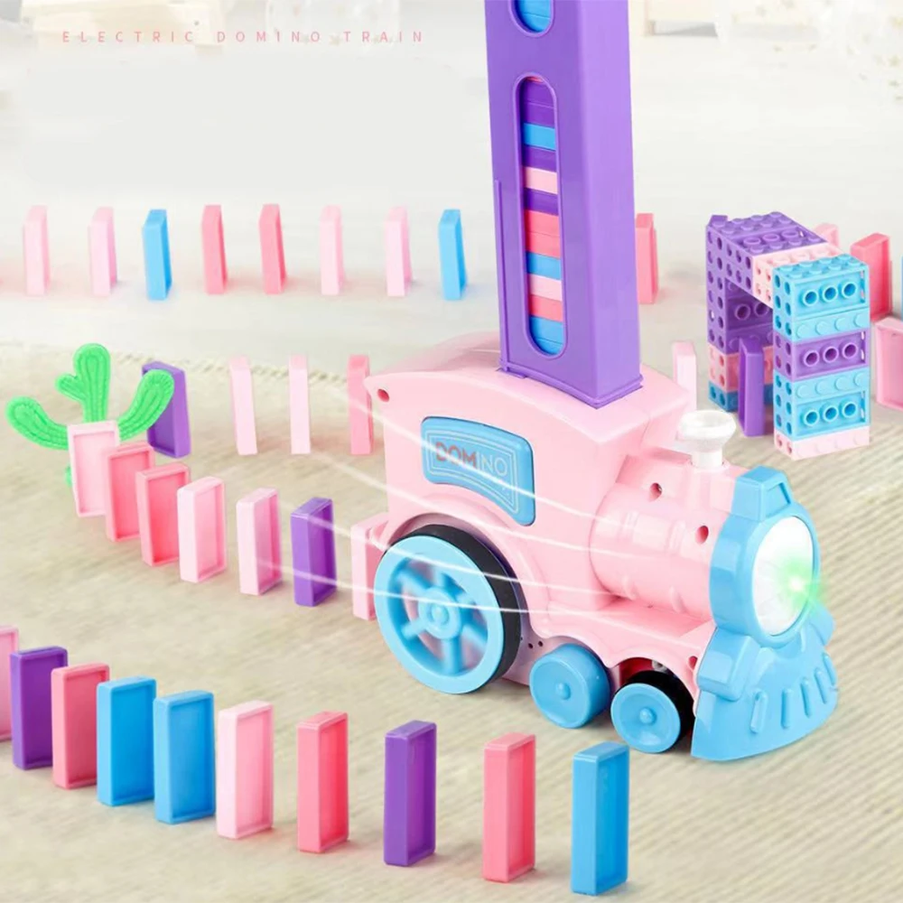 Automatic Laying Domino Train Blocks Set Building and Stacking Toy Plastic For 3-7 Year Old Toys Boys Girls Gift for Kids | Игрушки и