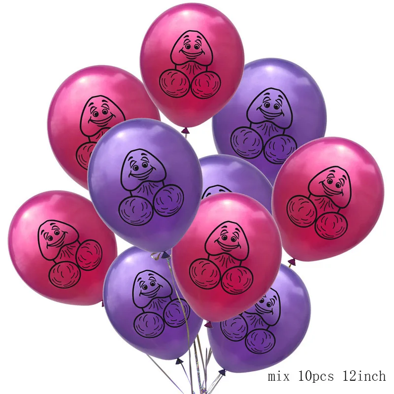 10pcs ballon style-8 10 шт./партия, член пенис, Веселый мальчишник, вечерние воздушные шары, комплект, девичник вечерние украшения, новинка, невеста, принадлежности для вечеринки-девичника - Color: 10pcs ballon style-8