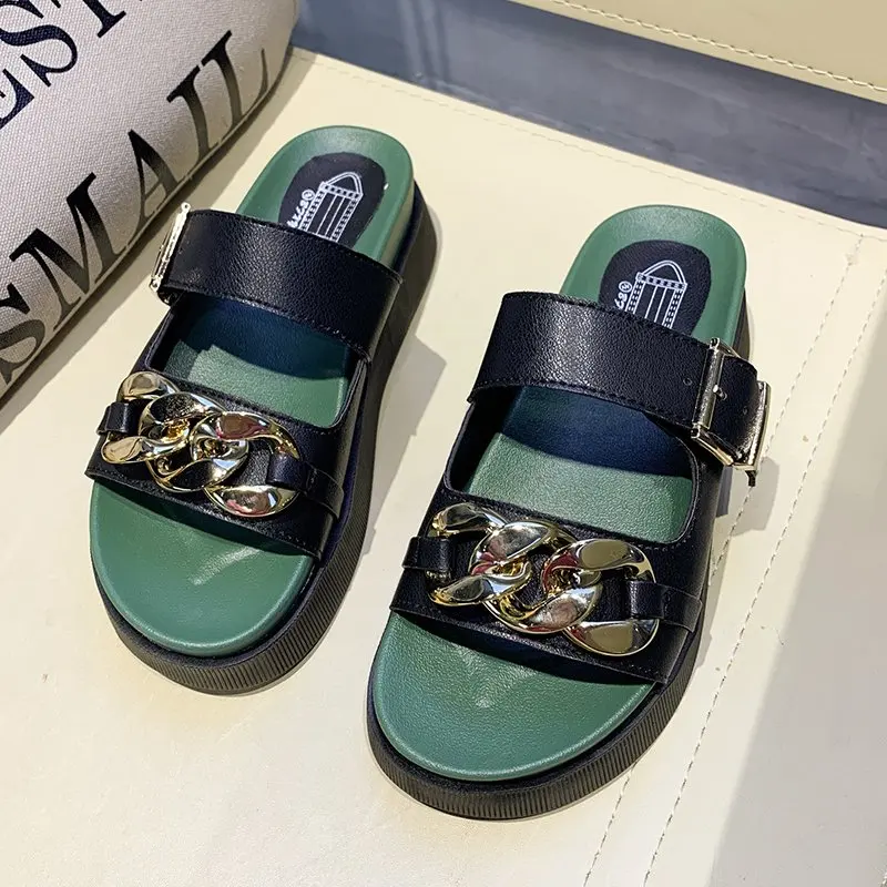 

Женские шлепанцы, Новинка лета 2021, модная удобная обувь с круглым носком и открытым носком для отдыха, женская обувь на резиновой платформе