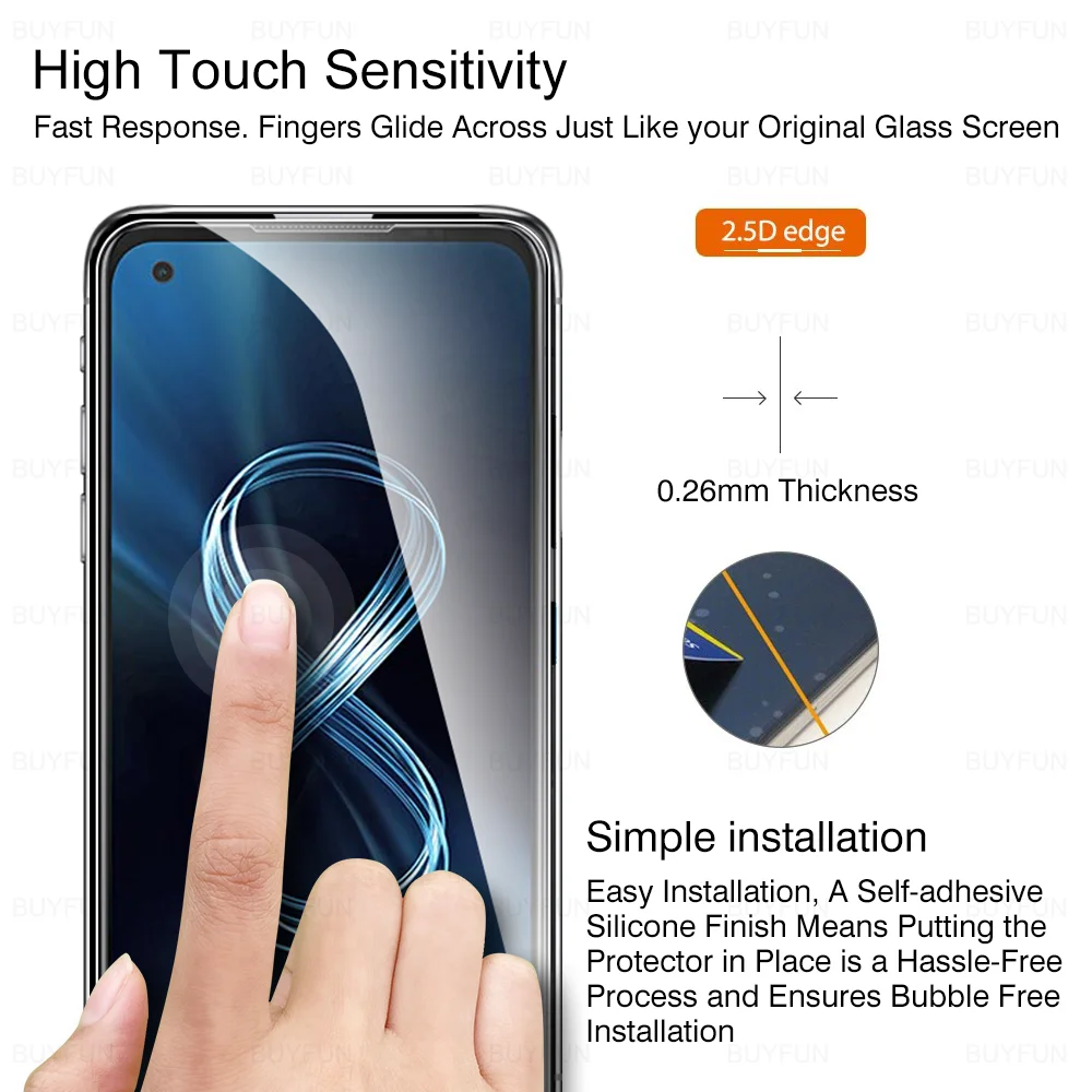 8 в 1 закаленное переднее стекло + мягкое для объектива камеры Asus Zenfone Защитная