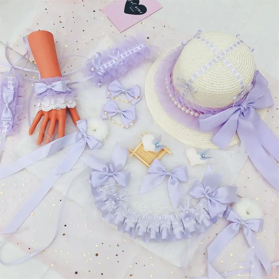 

Angel handle Hair Band Lolita Girl Headwear KC Head band Book Angels Bnt Hairpin Side Clip Straw Hat Women's Cosplay Accessory