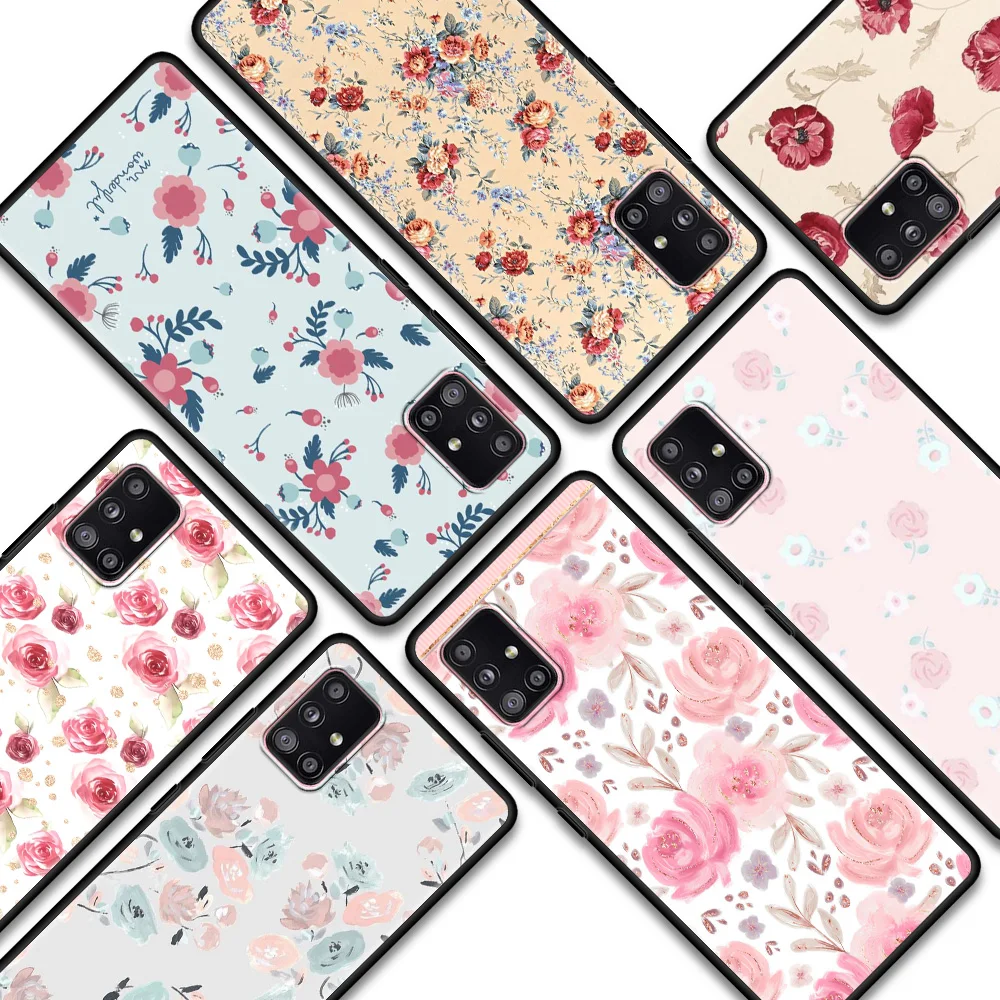 

Best Phone Case For Samsung A51 A12 A52 A21s A71 A31 A02s A72 A11 A41 A22 A42 A02 Soft Coque Literary flower Print