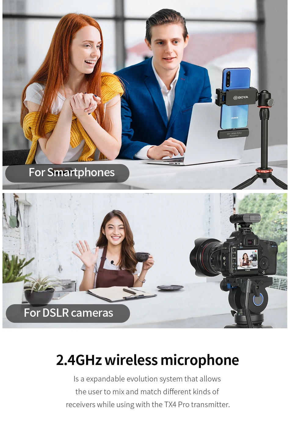 Boya BY-WM4 pro 2.4g sem fio microfone