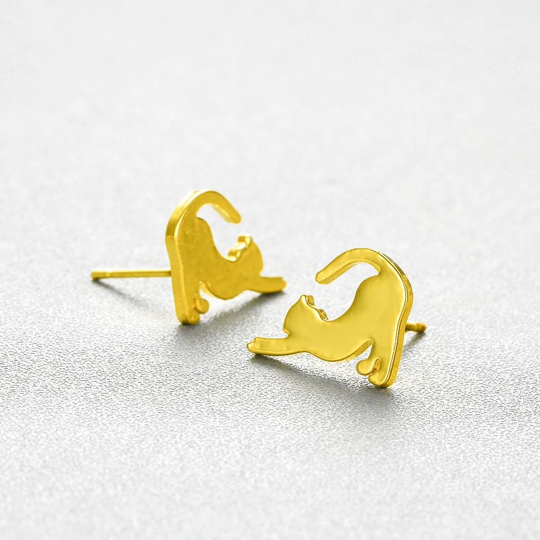 Серьги-гвоздики Kinitial с котом для девочек серьги-гвоздики котенком серьги