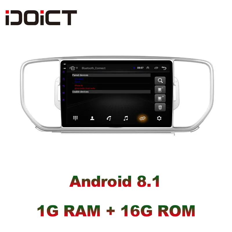 IDOICT Android 8 1 автомобильный DVD плеер GPS навигация Мультимедиа для KIA Sportage kx5 радио 2016