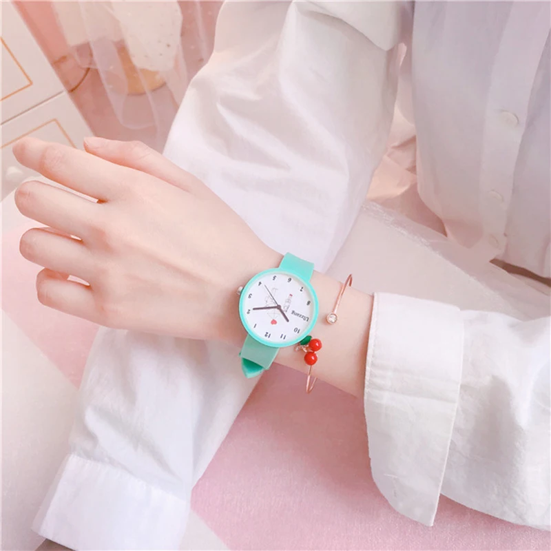 Милые женские часы в Корейском стиле Женские повседневные с силиконовым