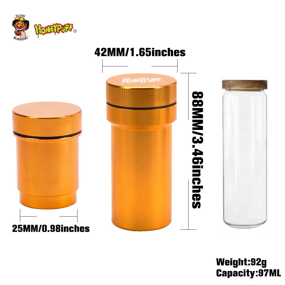 Алюминиевая шлифовальная машина для табака HONEYPUFF с контейнером хранения один в