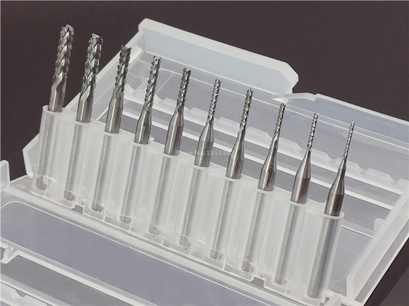 10PCS White 10 шт. набор 0,8-3,175 мм с титановым покрытием твердосплавные концевые фрезы гравировальный резец для подрезки кромок ЧПУ фрезы Концевая фреза для печатной платы - Длина режущей кромки: 10PCS White