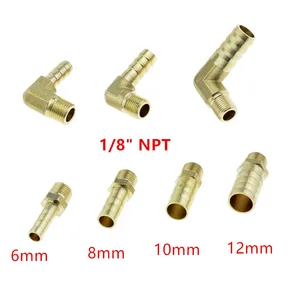 Прямой или локтевой латунный штуцер для шланга, 6 мм, 8 мм, 10 мм, 12 мм, сварочный аппарат 18 дюйма, наружная резьба NPT, медная Зубчатая Муфта, соединитель