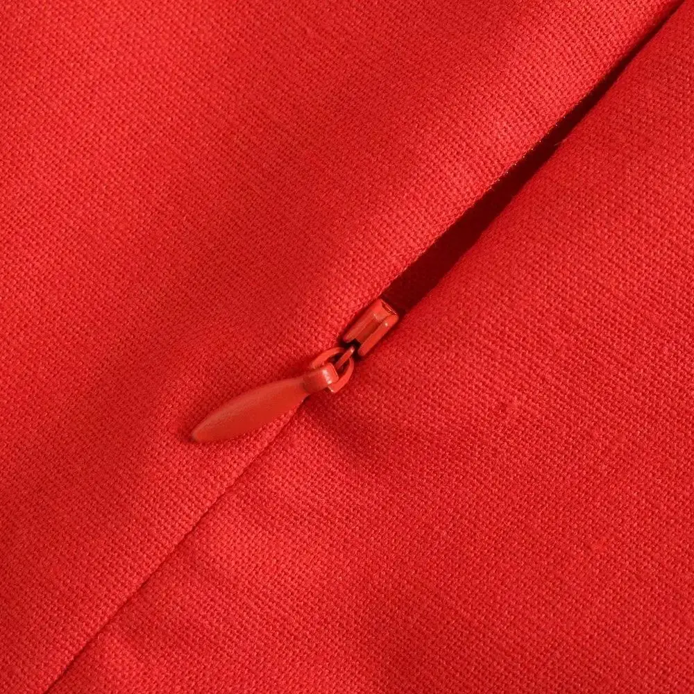 

XNWMNZ Women Red high-waist short skirt woman 2021 Fashion Female linen blend mini skirt invisible back zip Skirts