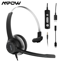 mpow hc8 wired office headsets computer headphones with microphone type cusb3 5mm plug for skype call center pc phones tablet