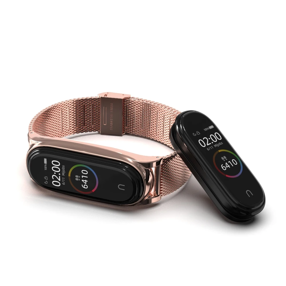 Ремешок для Xiaomi Mi Band 5 6 7 NFC Глобальный металлический браслет на запястье 4 Браслет