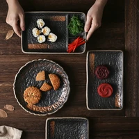 japanese retro steak plate household ceramic dinner plate breakfast plate japanese cuisine sushi plate restaurant tableware
