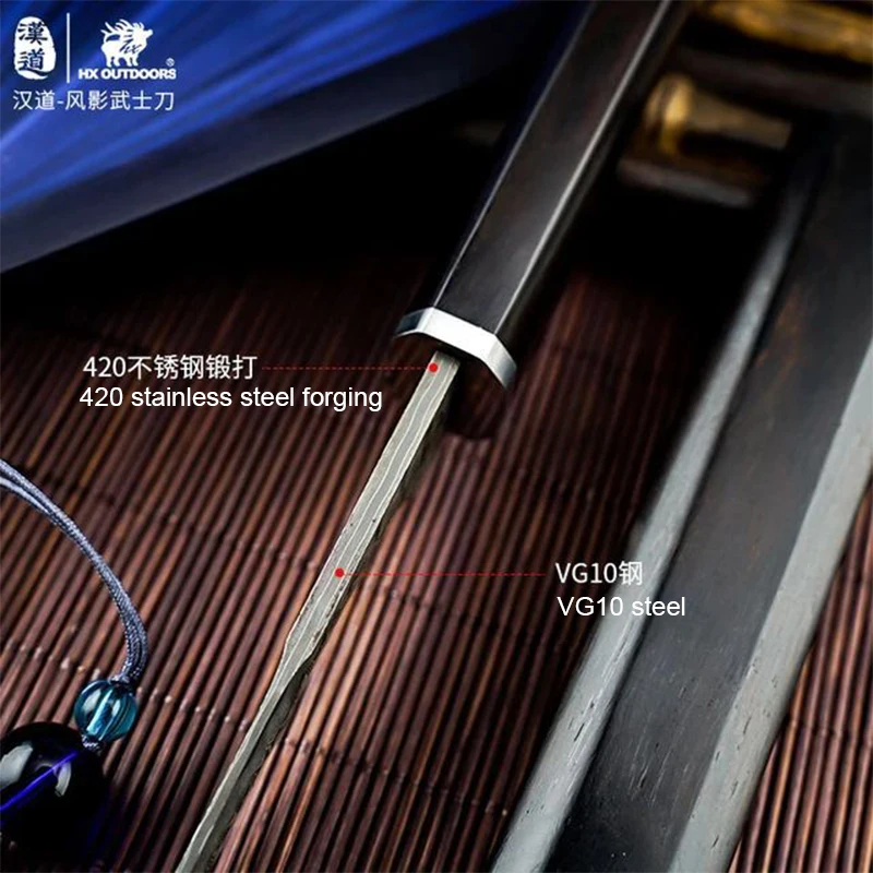 Нож для выживания Hando из дамасской стали с зернистой розой портативный карманный