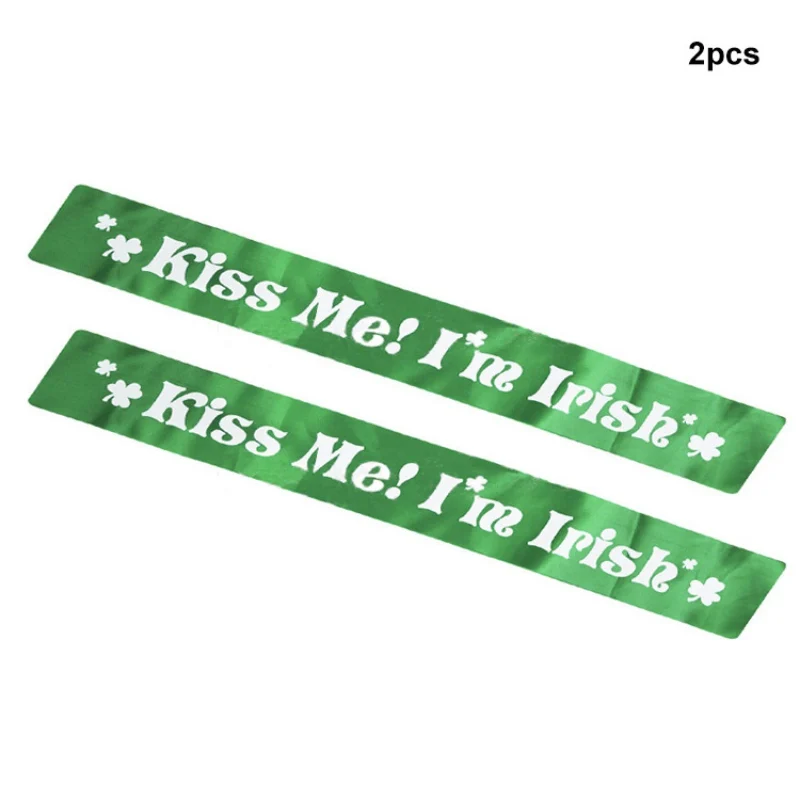 2 шт. зеленый пояс Kiss Me I'm Irish атласный принт трилистник День Святого Патрика