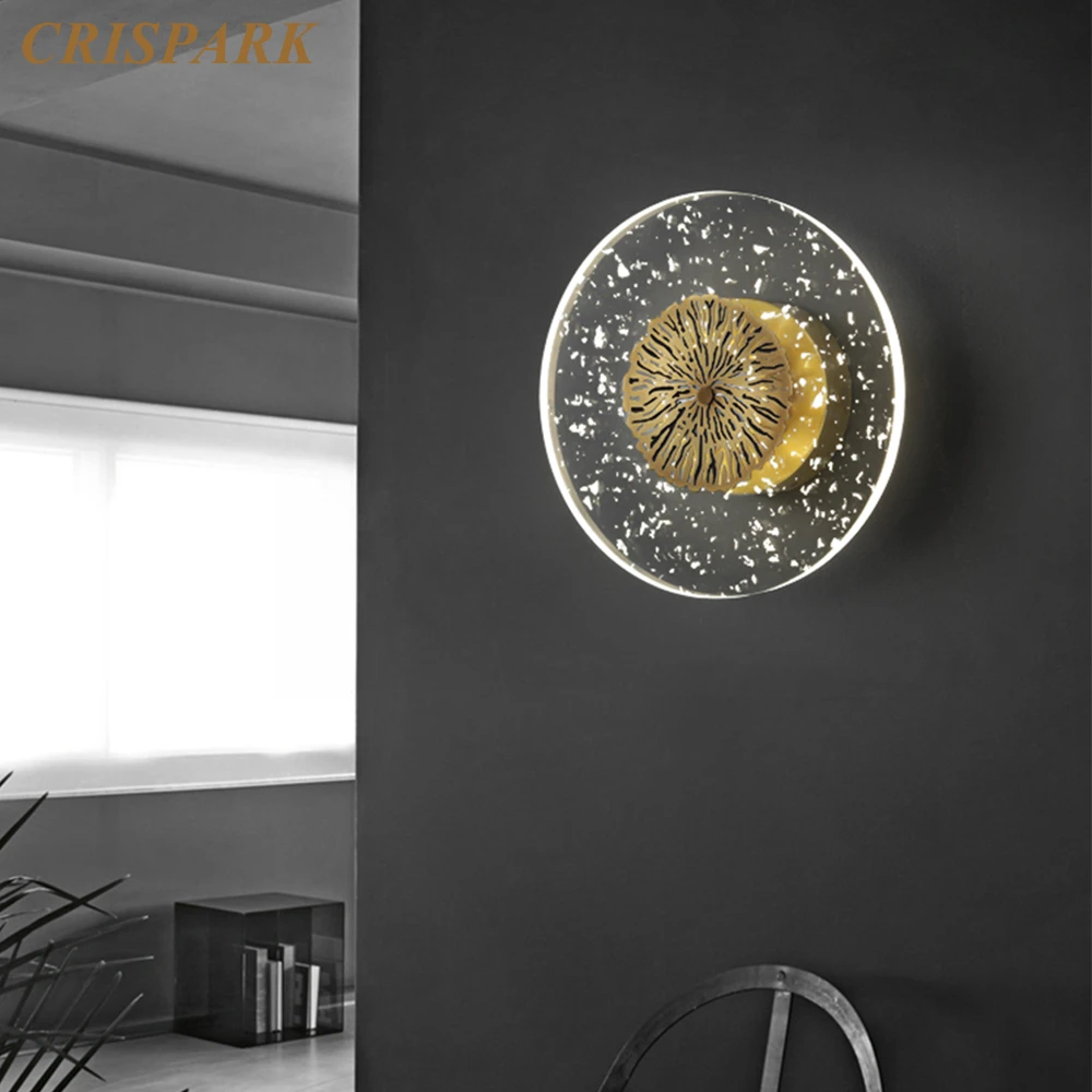 

Роскошная латунная настенная лампа, современный светодиодный круглый светильник в виде дисков, домашний декор, освещение для коридора, прикроватного столика, комнатное освещение, светильник для спальни, настенный светильник