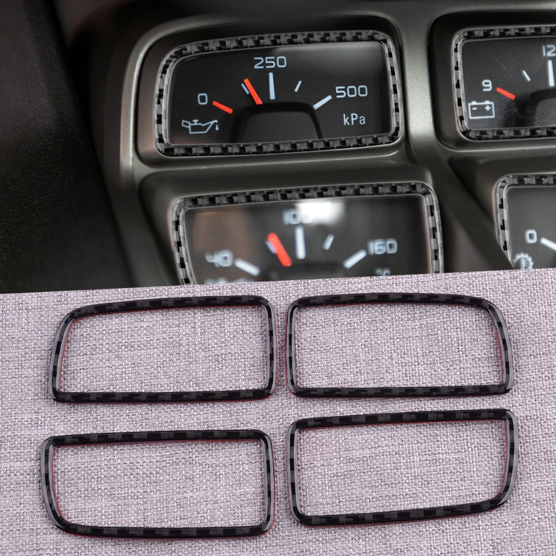 1 Set Car Carbon Fiber Sticker Dashboard Console Volt Meter Oil Temp Panel Cover Fit for Chevrolet Camaro 2010 2011 2012-2015