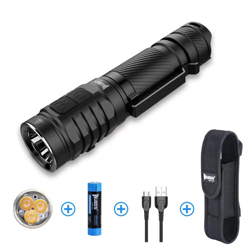 Comprar WUBEN-linterna LED Potente Recargable Por USB, 1000 Lúmenes, CRI 90, NICHIA 219C, IP68, Resistente Al Agua, Luz De Batería 18650, TO46R