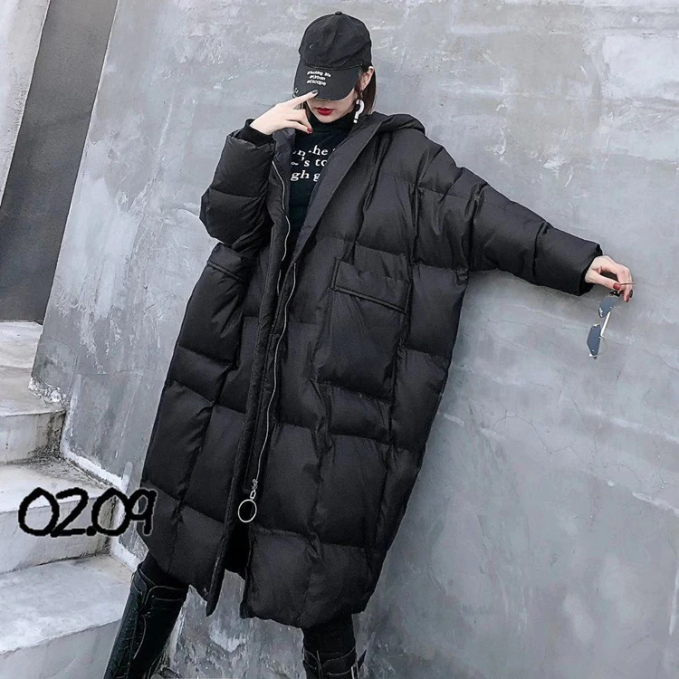 

Vefadisa Fashion Long Ears Decoration Women Parka 2020 Winter Thick Hooded Long Parka Plus Size Patchwork Parka Black QYF4417