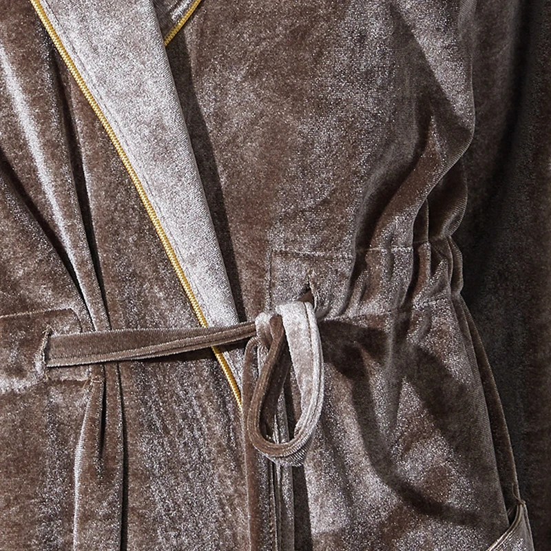 

Women Robe Sleepwear Winter Gold Velvet Bathrobe Plus Size Pajamas Ladies Waist Slimming Long Nightgown Spring Autumn Homewear